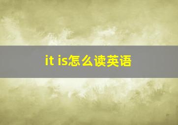 it is怎么读英语